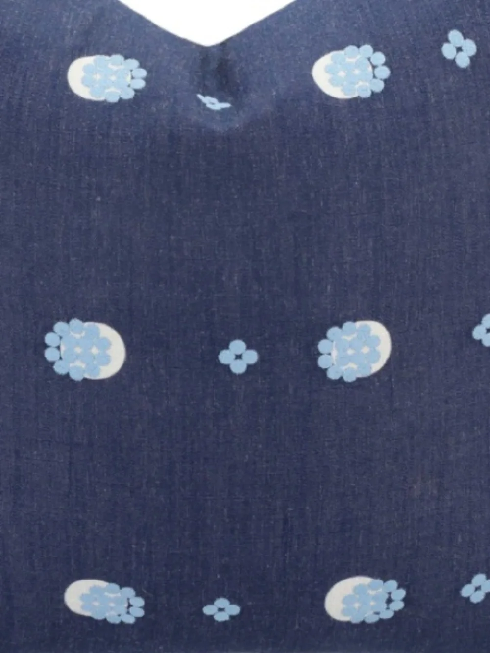 Embroidered Stripes & Dots Pillow Cover Indoor/Outdoor SQUARE 20x20” NAVY BLUE